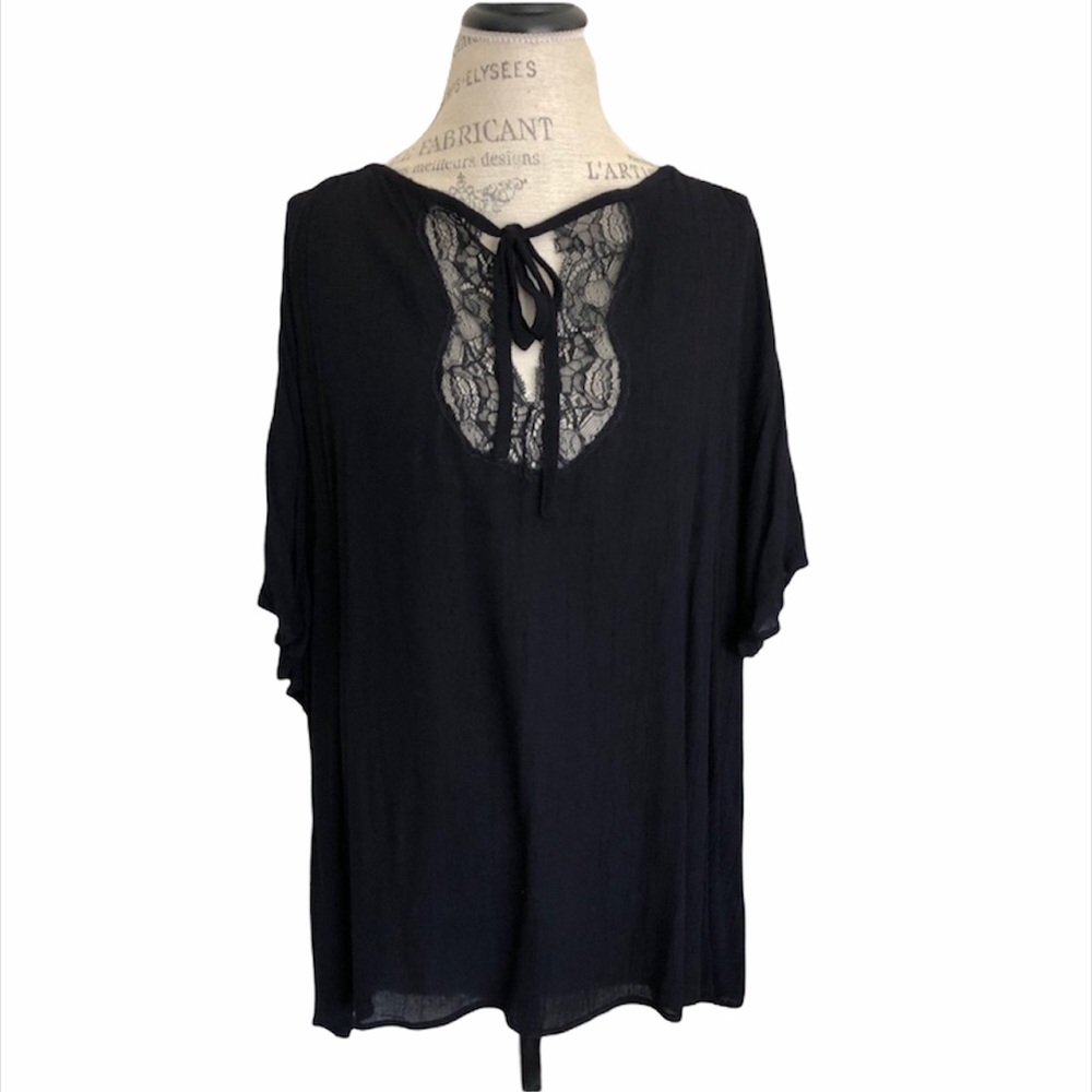 Eloquii Black Lace Tie Tunic NWT